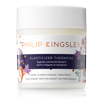 Tub of Elasticizer Therapies Egyptian Jasmine & Mandarin hair conditioning mask infused with floral & zesty scent for an uplifting boost and hydration.